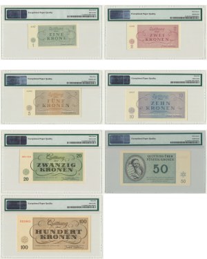 Czechoslovakia (Theresienstadt Ghetto), full set 1-100 Kronen 1943 - PMG 65-67 EPQ - (7 pcs.)