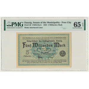 Danzig, 5 miliarden Mark 1923 - watermark squares - PMG 65 EPQ