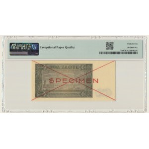 2 złote 1948 - SPECIMEN - B 1234567 - PMG 67 EPQ