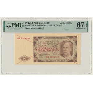 10 złotych 1948 - SPECIMEN - AD - PMG 67 EPQ