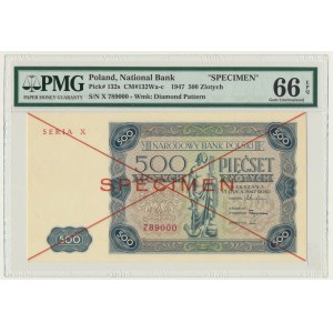 500 złotych 1947 - SPECIMEN - X 789000 - PMG 66 EPQ