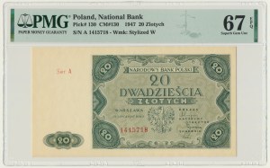 20 złotych 1947 - A - PMG 67 EPQ