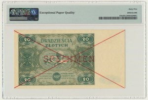 20 złotych 1947 - SPECIMEN - A 1234567 - PMG 65 EPQ