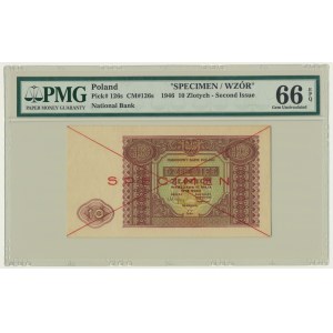 10 złotych 1946 - SPECIMEN - PMG 66 EPQ