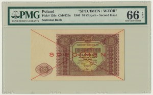 10 złotych 1946 - SPECIMEN - PMG 66 EPQ