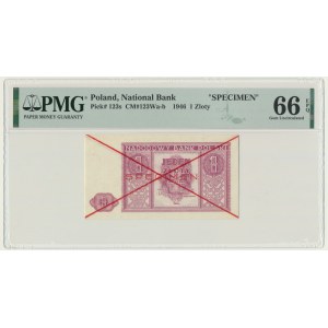 1 złoty 1946 - SPECIMEN - PMG 66 EPQ - czerwony nadruk