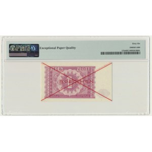 1 złoty 1946 - SPECIMEN - PMG 66 EPQ - czerwony nadruk