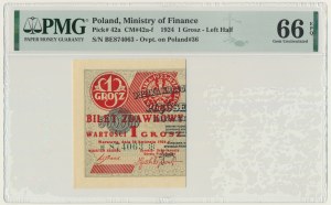 1 grosz 1924 - BE ❉ - lewa połowa - PMG 66 EPQ
