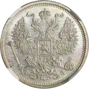 Russia, Nicholas II, 20 Kopeck Petersburg 1901 СПБ ФЗ - NGC MS65