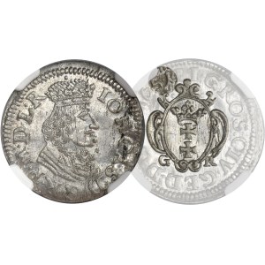 John II Casimir, 2 Groschen Danzig 1651 GR - NGC MS62 - RARE, wide cartouche, rhomb in the date