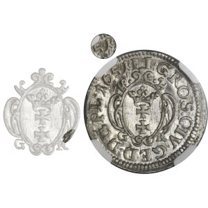 John II Casimir, 2 Groschen Danzig 1651 GR - NGC MS62 - RARE, wide cartouche, rhomb in the date