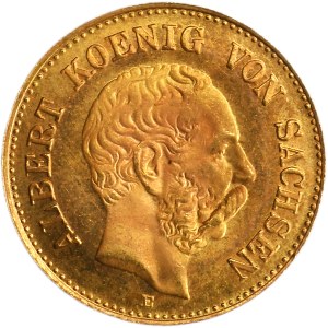 Germany, Saxony, Albert, 5 Mark Muldenhütten 1877 E - FORGERY
