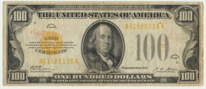 États-Unis, Certificat en or, 100 $ 1928 - Woods & Mellon - RARE