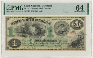 États-Unis d'Amérique, États confédérés d'Amérique, Caroline du Sud, 1 $ 1872 - PMG 64
