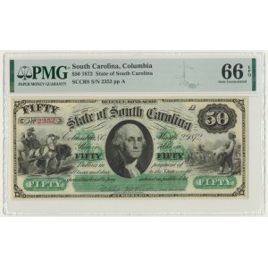 USA, Confederate States America, Karolina Południowa, 50 Dolarów 1872 - PMG 66 EPQ