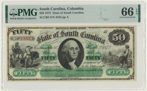 USA, Confederate States America, South Carolina, 50 Dollars 1872 - PMG 66 EPQ