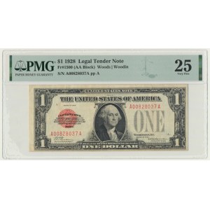 USA, Red Seal, 1 dolar 1928 - Woods & Woodin - PMG 25