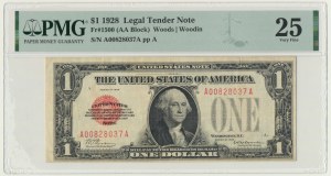 USA, Red Seal, 1 Dollar 1928 - Woods & Woodin - PMG 25