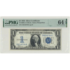USA, Silver Certificate, 1 dolar 1934 - Julian & Morgenthau - PMG 64 EPQ