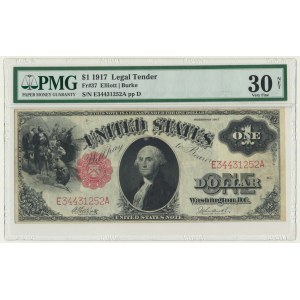 USA, Red Seal, 1 dolar 1917 - Elliott & White - PMG 30 NET