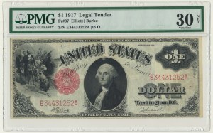 États-Unis, Sceau rouge, 1 $ 1917 - Elliott & White - PMG 30 NET