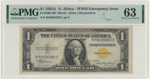 USA, Yellow Seal North Africa Silver Certificate, 1 Dollar 1935 - Julian & Morgenthau - PMG 63
