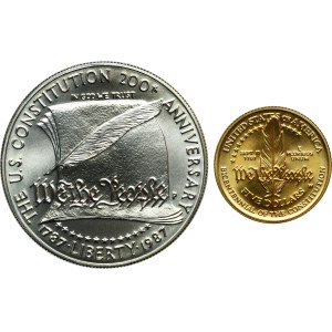 Set, USA, 5 Dollar and 1 Dollar - United States Contitution Coins (2 pcs.)