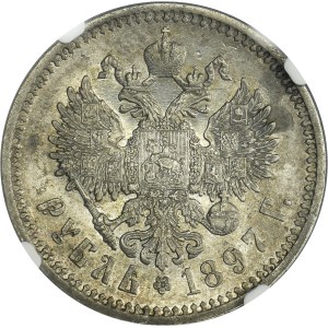 Russia, Nicholas II, Rouble Petersburg 1897 АГ - NGC XF45