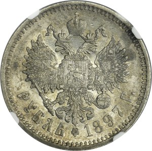 Russia, Nicholas II, Rouble Petersburg 1897 АГ - NGC XF45