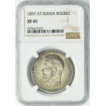 Russia, Nicholas II, Rouble Petersburg 1897 АГ - NGC XF45