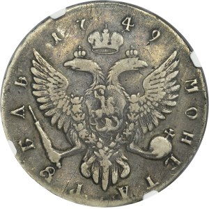 Russia, Elizabeth, Rouble Petersburg 1749 ММД - NGC VF DETAILS