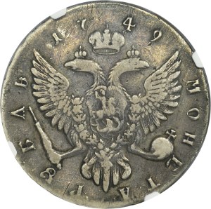 Russia, Elizabeth, Rouble Petersburg 1749 ММД - NGC VF DETAILS
