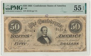 États-Unis d'Amérique, États confédérés d'Amérique, Richmond, 50 dollars 1864 - PMG 55 EPQ