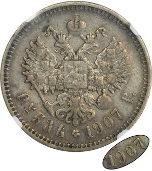 Russia, Nicholas II, Rouble Petersburg 1907 ЭБ - NGC VF DETAILS