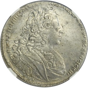 Russia, Peter II, Rouble Petersburg 1727 СПБ - NGC AU DETAILS