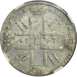 Russia, Peter II, Rouble Petersburg 1727 СПБ - NGC AU DETAILS