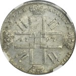 Russia, Peter II, Rouble Petersburg 1727 СПБ - NGC AU DETAILS