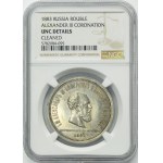 Russia, Alexander III, Coronation Rouble Petersburg 1883 ЛШ - NGC UNC DETAILS