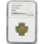 PRÓBA MOSIĄDZ, 2 złote 1975 - NGC MS62 - RZADKOŚĆ