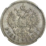 Russia, Nicholas II, Rouble Petersburg 1909 ЭБ - NGC XF40 - RARE