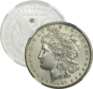 USA, 1 Dollar Carson City 1891 CC - Morgan - NGC MS61 - RARE, Spitting Eagle