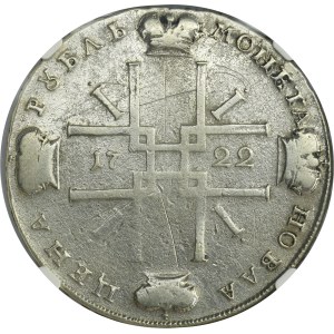 Russia, Peter I, Rouble Moscow 1722 - NGC VF DETAILS