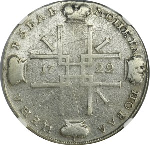 Russia, Peter I, Rouble Moscow 1722 - NGC VF DETAILS