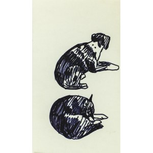 Ludwik MACIĄG (1920-2007), Skice psa v dvoch záberoch