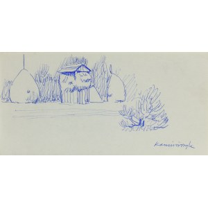 Ludwik MACIĄG (1920-2007), Sketch of a landscape with sheaves