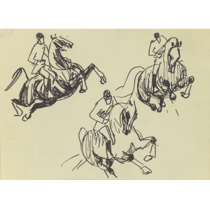 Ludwik MACIĄG (1920-2007), Dżokeje na koniach - szkice