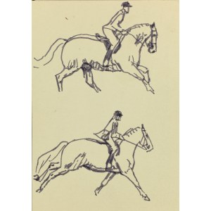 Ludwik MACIĄG (1920-2007), Skizzen eines Jockeys auf dem Pferderücken