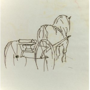Ludwik MACIĄG (1920-2007), Skica koňa zapriahnutého do voza