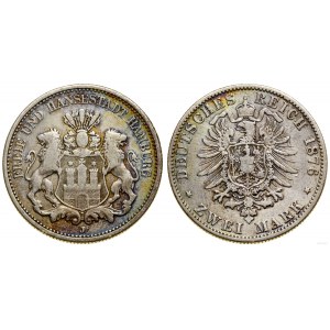 Niemcy, 2 marki, 1876 J, Hamburg