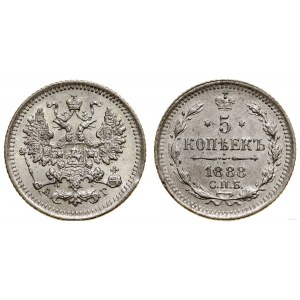 Rusko, 5 kopějek, 1888 СПБ АГ, Petrohrad